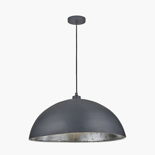 Anders Matt Black and Silver Leaf Metal Dome Pendant