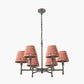 Piero Antique Bronze Metal 6 Arm Pendant with Vienna 16cm Red Chevron Mushroom Pleat Lampshade
