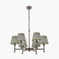 Piero Antique Bronze Metal 6 Arm Pendant with Ornella 16cm Green Floral Design Mushroom Pleat Tapered Lamp Shade