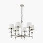 Salvatore Antique Silver Metal 6 Arm Pendant with Pelham 15cm White Handloom Tapered Candle Clip Lampshades