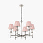 Salvatore Antique Silver Metal 6 Arm Pendant with Thiago 16cm Cinnamon Stripe Mushroom Pleat Tapered Lampshade