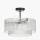 Clara Ribbed Glass Black Metal Round Pendant