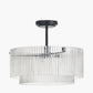 Clara Ribbed Glass Black Metal Round Pendant