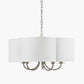 Seraphine Matt Antique Brass Metal and White Cotton Mix Scallop Shaded 5 Arm Pendant