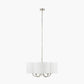 Seraphine Matt Antique Brass Metal and White Cotton Mix Scallop Shaded 5 Arm Pendant