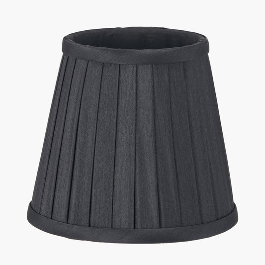 Lyndon 15cm Black Silk Mix Knife Pleat Tapered Lampshade