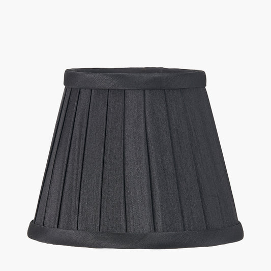 Lyndon 17cm Black Silk Mix Knife Pleat Tapered Lampshade