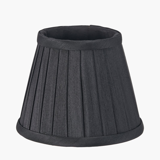 Lyndon 17cm Black Silk Mix Knife Pleat Tapered Lampshade