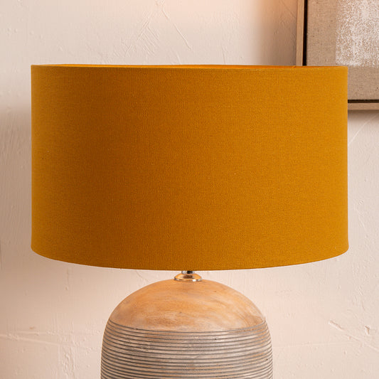 Henry 45cm Mustard Handloom Cylinder Lampshade