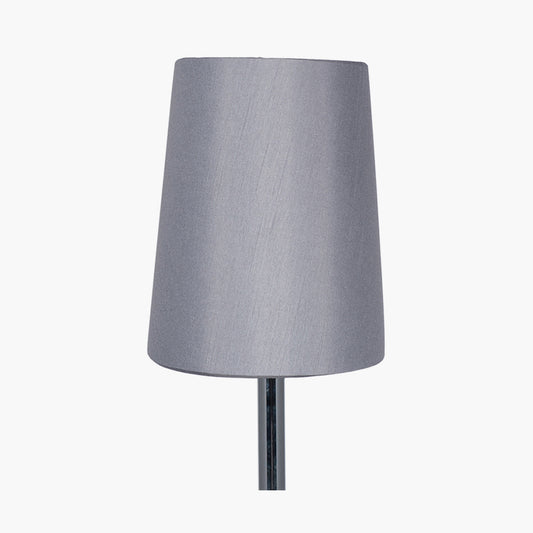 Martha 45cm Steel Grey Oval Silk Mix Tapered Lampshade