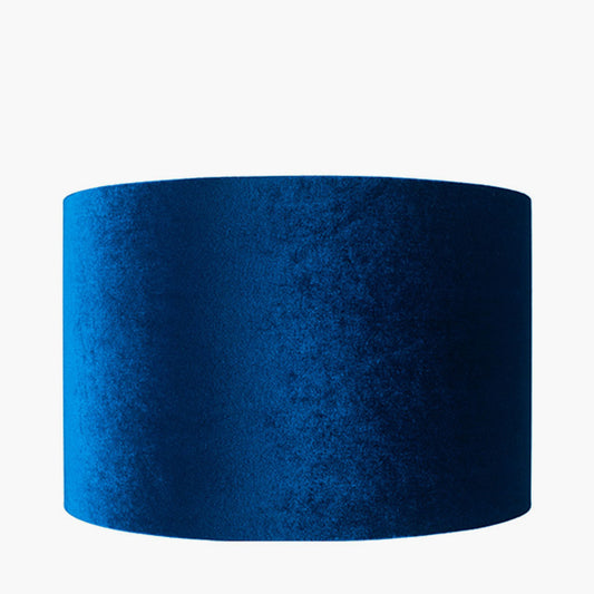 Bow 40cm Sapphire Velvet Cylinder Lampshade