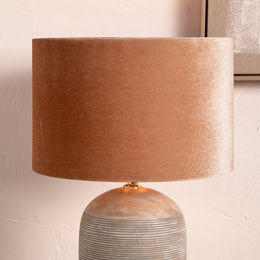 Bow 35cm Apricot Velvet Cylinder Lampshade