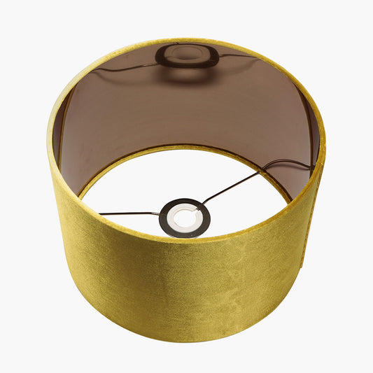 Bow 40cm Mustard Velvet Cylinder Lampshade