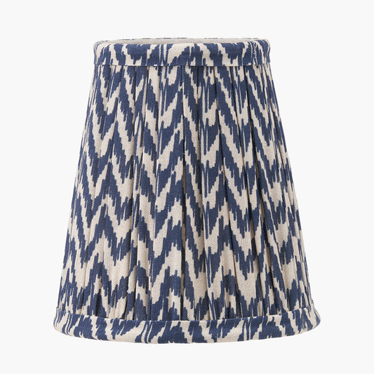 Vienna 14cm Blue Chevron Tall Taper Mushroom Pleat Candle Clip Lampshade