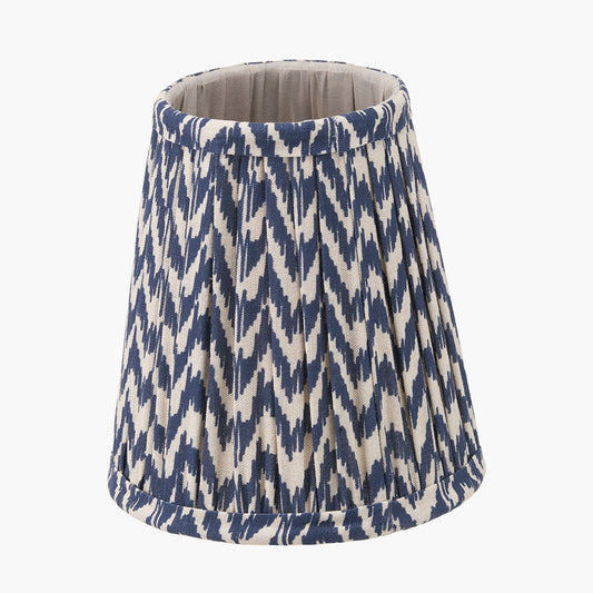 Vienna 14cm Blue Chevron Tall Taper Mushroom Pleat Candle Clip Lampshade