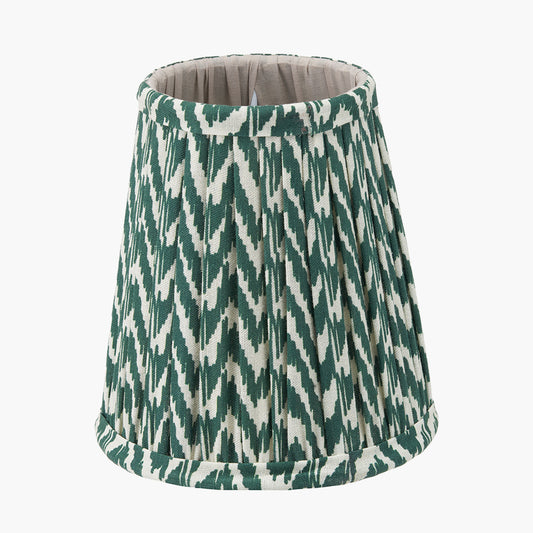 Vienna 14cm Forest Green Chevron Tall Taper Mushroom Pleat Candle Clip Lampshade