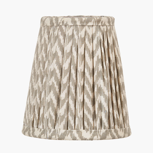 Vienna 14cm Taupe Chevron Tall Taper Mushroom Pleat Candle Clip Lampshade