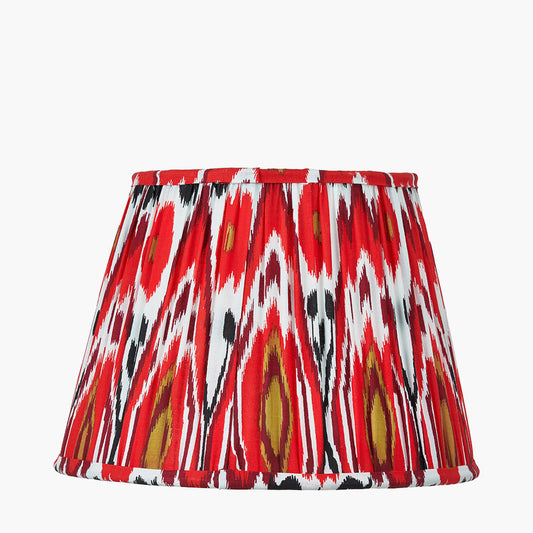 Izara 30cm Red Ikat Patterned Mushroom Pleat Tapered Lampshade