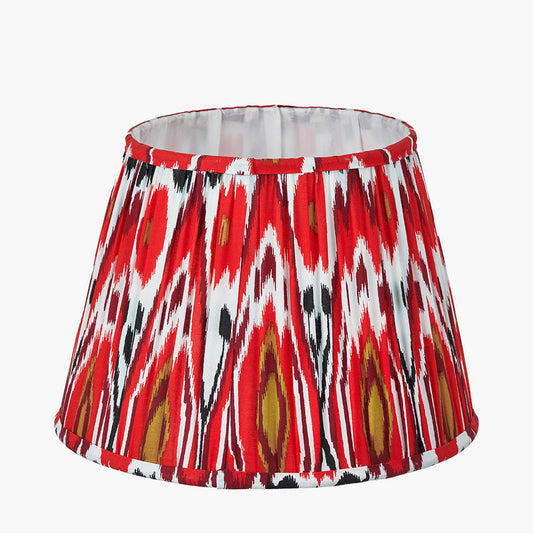 Izara 30cm Red Ikat Patterned Mushroom Pleat Tapered Lampshade