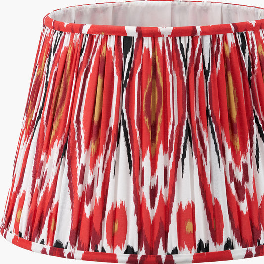 Izara 35cm Red Ikat Patterned Mushroom Pleat Tapered Lampshade