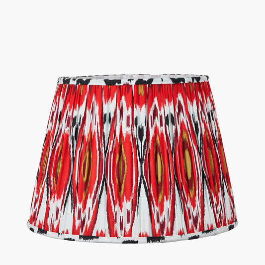 Izara 40cm Red Ikat Patterned Mushroom Pleat Tapered Lampshade