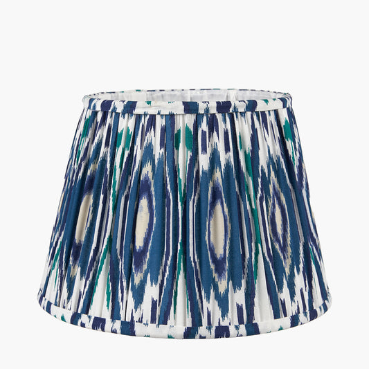 Izara 45cm Ocean Blue Ikat Patterned Mushroom Pleat Tapered Lampshade