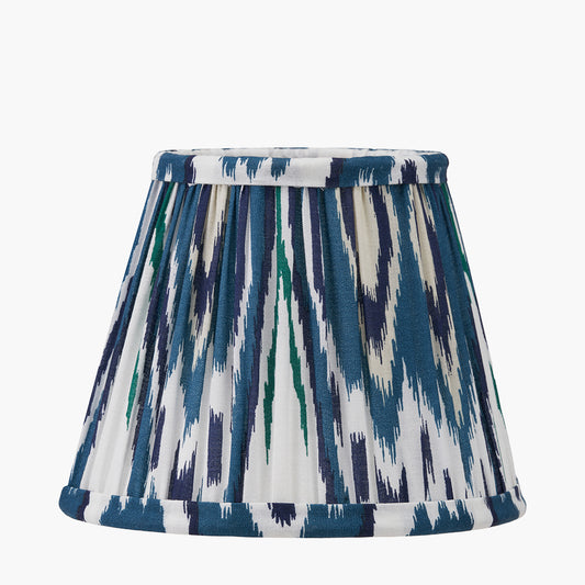 Izara 16cm Ocean Blue Ikat Patterned Mushroom Pleat Tapered Lampshade