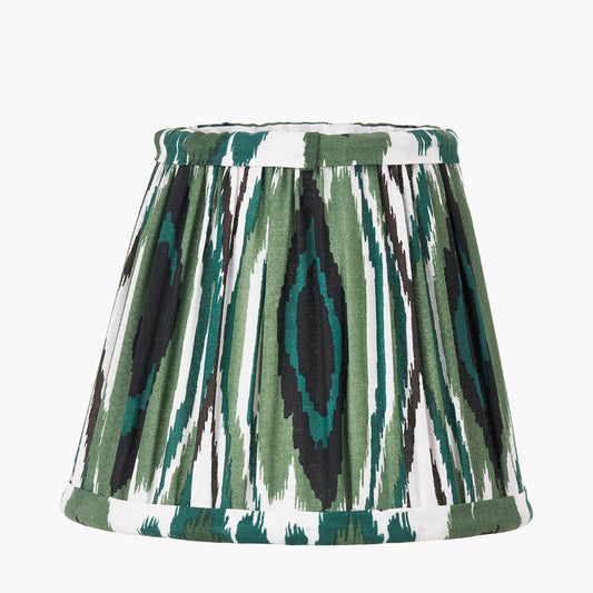 Izara 16cm Racing Green Ikat Patterned Mushroom Pleat Tapered Lampshade