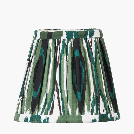 Izara 16cm Racing Green Ikat Patterned Mushroom Pleat Tapered Lampshade
