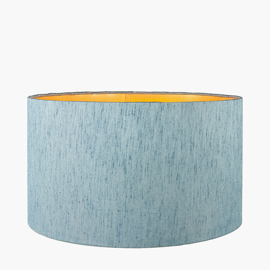 Stellan 35cm Duck Egg Slubbed Silk Mix Gold Lined Cylinder Lampshade