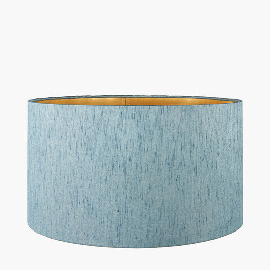 Stellan 35cm Duck Egg Slubbed Silk Mix Gold Lined Cylinder Lampshade