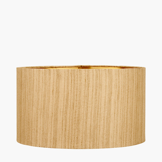 Stellan 45cm Gold Slubbed Silk Mix Gold Lined Cylinder Lampshade