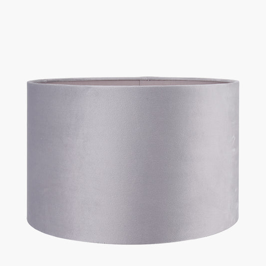 Rene 45cm Light Grey Velvet Cylinder Lampshade