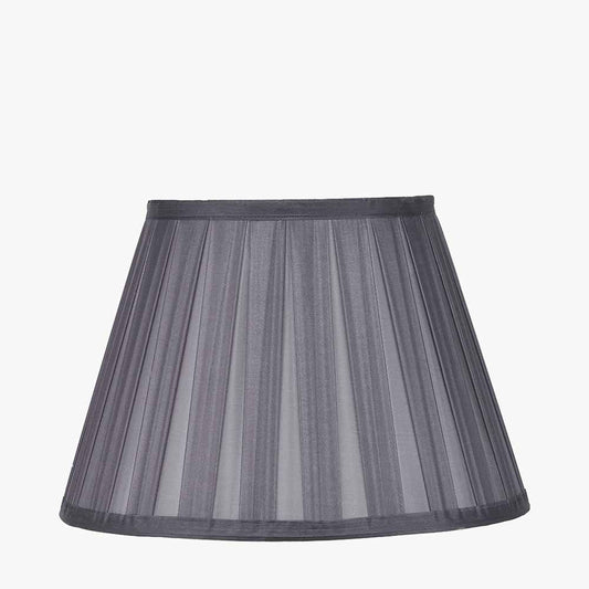 Maya 40cm Steel Grey Silk Box Pleat Tapered Lampshade