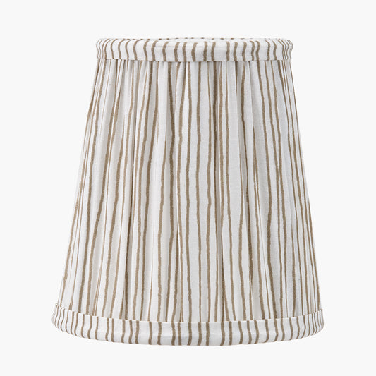 Thiago 14cm Natural Stripe Mushroom Pleat Tall Tapered Candle Clip Lampshade
