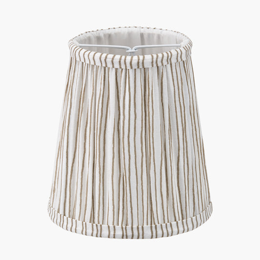 Thiago 14cm Natural Stripe Mushroom Pleat Tall Tapered Candle Clip Lampshade