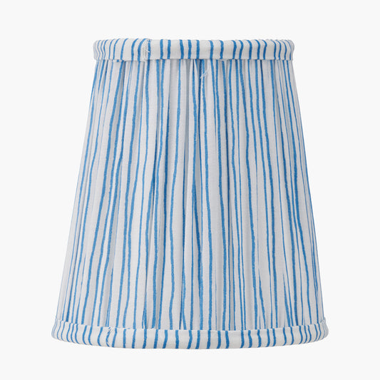Thiago 14cm Ocean Blue Stripe Mushroom Pleat Tall Tapered Candle Clip Lampshade