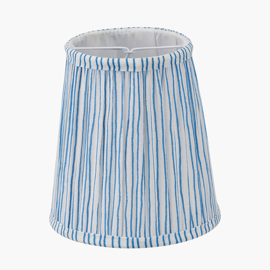 Thiago 14cm Ocean Blue Stripe Mushroom Pleat Tall Tapered Candle Clip Lampshade