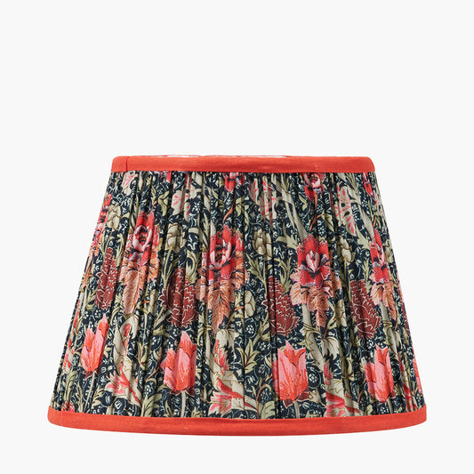 Floressa 25cm Red Floral Patterned Mushroom Pleat Tapered Lampshade
