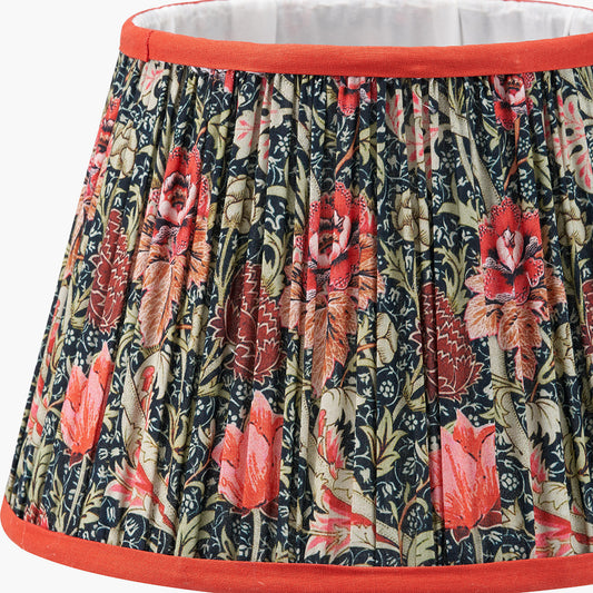 Floressa 25cm Red Floral Patterned Mushroom Pleat Tapered Lampshade