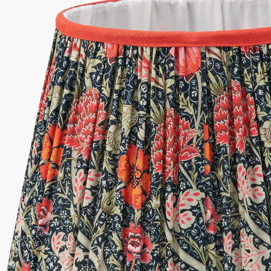 Floressa 30cm Red Floral Patterned Mushroom Pleat Tapered Lampshade