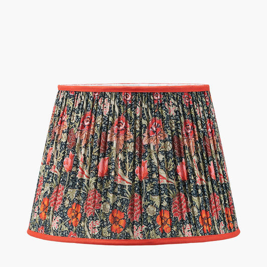 Floressa 40cm Red Floral Patterned Mushroom Pleat Tapered Lamp Shade