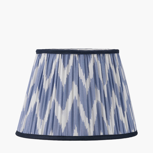 Kamilah 30cm Blue Chevron Patterned Mushroom Pleat Tapered Lamp Shade