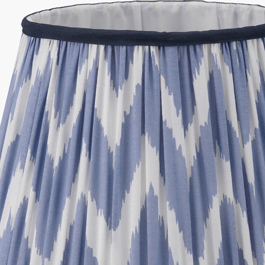 Kamilah 30cm Blue Chevron Patterned Mushroom Pleat Tapered Lamp Shade