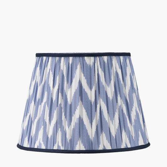 Kamilah 40cm Blue Chevron Patterned Mushroom Pleat Tapered Lamp Shade