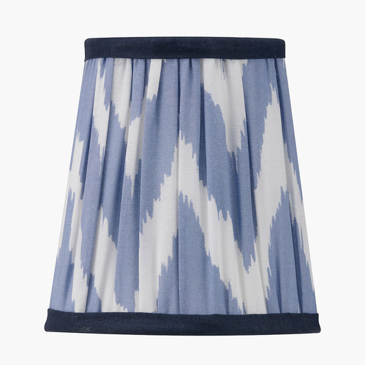 Kamilah 14cm Blue Chevron Patterned Mushroom Pleat Tall Tapered Candle Clip Lampshade