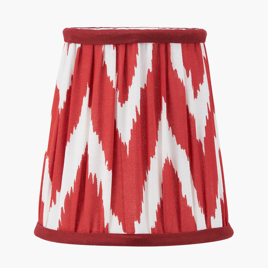 Kamilah 14cm Red Chevron Patterned Mushroom Pleat Tall Tapered Candle Clip Lampshade