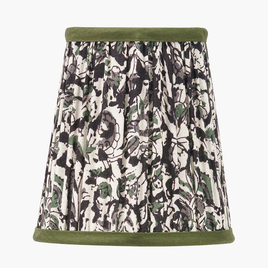 Ornella 14cm Green Floral Design Mushroom Pleat Tall Tapered Candle Clip Lampshade