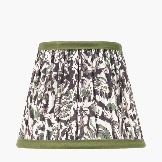 Ornella 16cm Green Floral Design Mushroom Pleat Tapered Lamp Shade