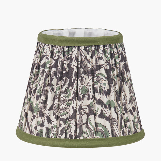 Ornella 16cm Green Floral Design Mushroom Pleat Tapered Lamp Shade